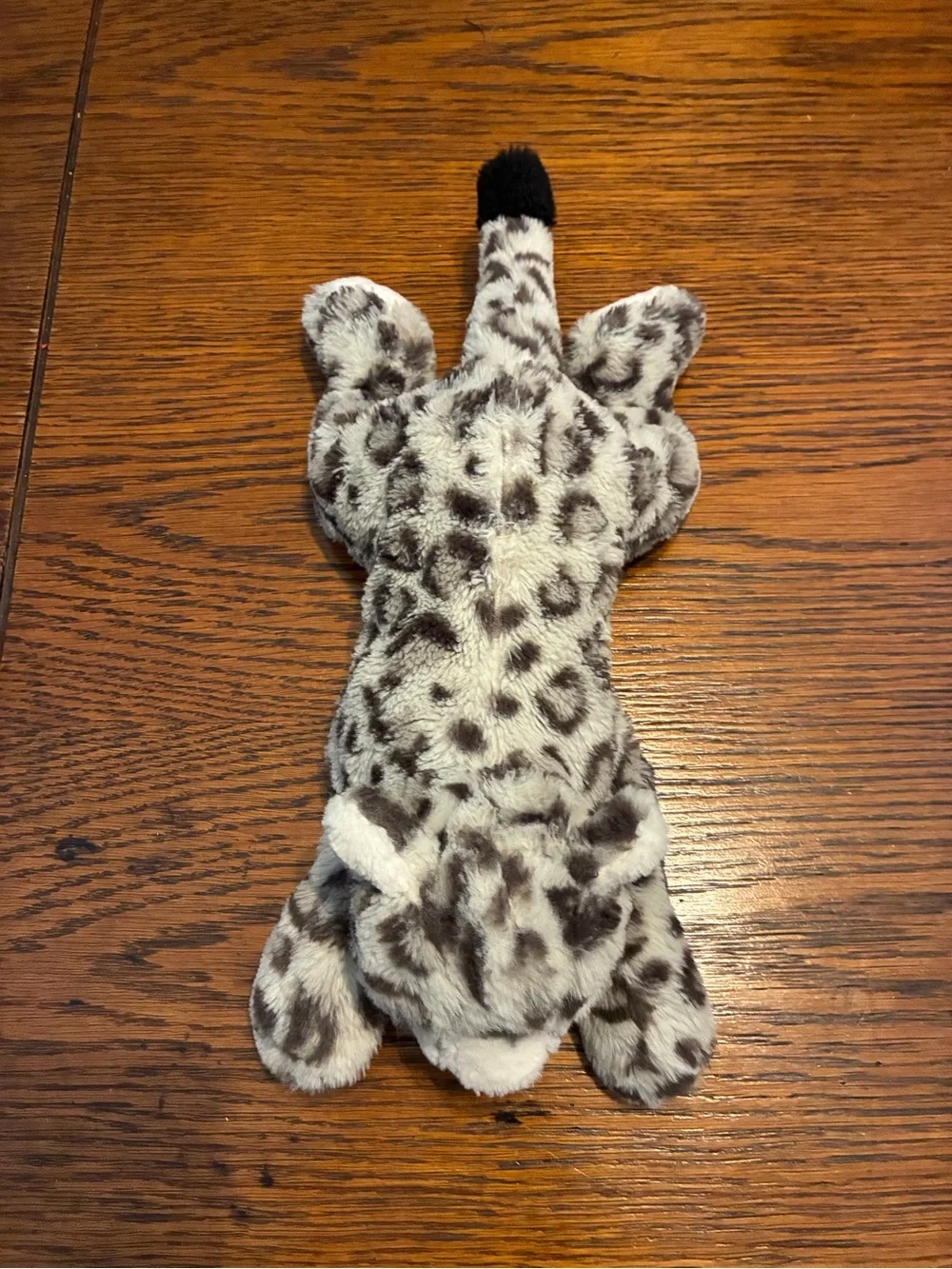 Plush Snow Leopard Pet Toy - Gray & White